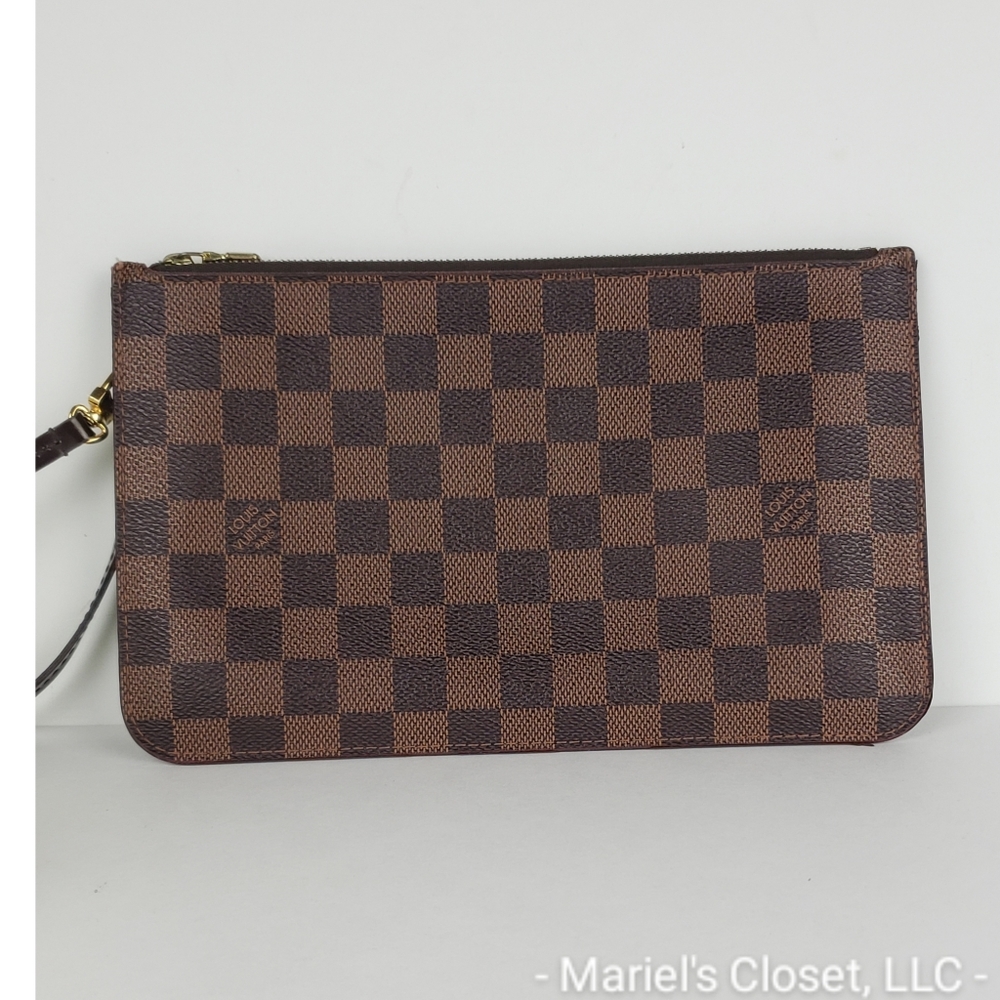 Authentic Louis Vuitton Damier Ebene Neverfull Pochette #2708M - Picture 1 of 6